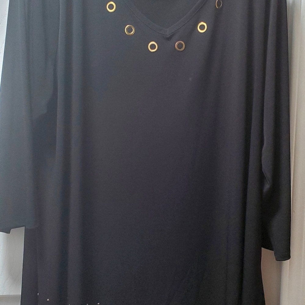Carmen Marc Valvo Black Top with Gold Embellishments